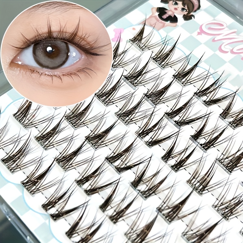 Eyelash Extension Natural - Sztuczne rzęsy Mixiaohe, jasnobrązowe, bez kleju,